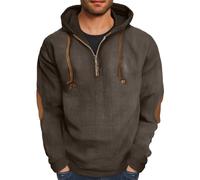 Maglione in velluto a coste da uomo casual con cappuccio con zip per uomo felpe a maniche lunghe con toppe al gomito maglioni felpa con cappuccio con coulisse tinta unita confortevole pullover