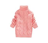 Maglione invernale a collo alto, in tinta unita, per bambini, per bambine, 140, Colore: rosa., 4-5 Anni