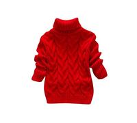 Maglione invernale a collo alto, in tinta unita, per bambini, per bambine, 140, Colore: rosso, 4-5 Anni
