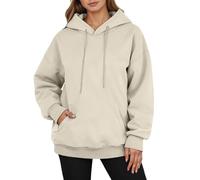 Maglione invernale da uomo a maniche lunghe, comodo, caldo, foderato in pile, per l'inverno, con tasca con coulisse per l'uso quotidiano, ali nere da donna, beige., 3XL