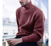 Maglione Invernale da Uomo - Maglione A Collo Alto da Uomo Autunnale E Invernale alla Moda, Pullover Rosso Vino, Slim Elasticizzato, Morbido, Lavorato A Maglia, Caldo, Semplice, Re, Red Wine, XXL