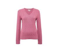 Maglione invernale donna in maglia a trecce, maniche lunghe, scollo a V, maglia