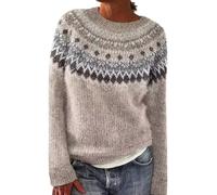 Maglione Irlandese da Donna Invernale Caldo, Chic, Pull Over, Tricottato, Girocollo, Maniche Lunghe, Sweatshirts con Motivo Jacquard, Tunica Oversize, Casual, Sovradimensionato, Abbigliamento Donna