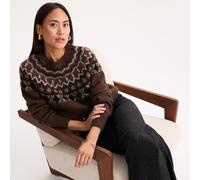 Maglione jacquard a girocollo, in misto alpaca Beige XXL Jacquard