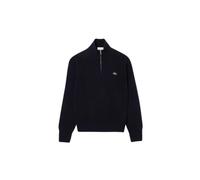 Pull collo alto con cerniera in lana cardata tinta unita Blu L Tinta unita