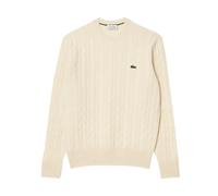 Maglione Lacoste girocollo a trecce in lana cardata Bianco : L
