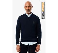 MAGLIONE LACOSTE MONOCROMATICO IN COTONE CON SCOLLO A V AH1951-166 col. blu navy
