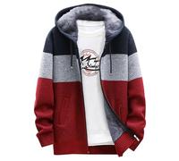 Maglione Lana Uomo Inverno - Maglione Cardigan con cappuccio con zip in pile Autunno/Inverno da Uomo per il calore Invernale foderato soprabito con cappuccio e tasche Maglione Natalizio Divertente