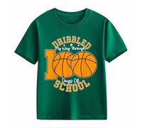 Maglione largo da donna, per ragazze e ragazzi, casual, a maniche corte, 100 giorni di scuola, opening 100 giorni Anniversary Personality Loose Short Sleeved, verde, 4-5 Jahre