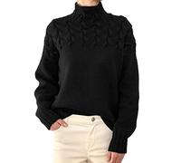 Maglione Lavorato A Maglia A Collo Alto da Donna con Collo Alto E Maniche Lunghe con Dettaglio A Trecce Moda Donna
