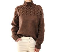 Maglione Lavorato A Maglia A Collo Alto da Donna con Collo Alto E Maniche Lunghe con Dettaglio A Trecce Moda Donna