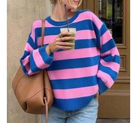 Maglione lavorato a maglia a maniche lunghe con collo rotondo, tinta unita, per donne taglie forti, adatto per l'autunno/inverno, elegante e alla moda, ideale per l'abbigliamento quotidiano, per andar