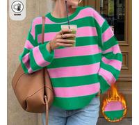 Maglione lavorato a maglia a maniche lunghe con collo rotondo, tinta unita, per donne taglie forti, adatto per l'autunno/inverno, elegante e alla moda, ideale per l'abbigliamento quotidiano, per andar