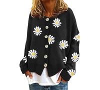 Maglione Lavorato a Maglia a Margherita da Donna Girocollo Ampio Cardigan con Bottoni Aperto Sul Davanti per Cappotti Autunno Inverno 2023 (XXL)