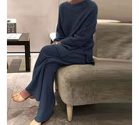 Maglione Lavorato A Maglia Abito A Due Pezzi - Pantaloni E Felpe Con Gamba Larga Da Donna Completi Da Lavoro A Maglia Invernali Da Donna Tinta Unita Casual Completi Da 2 Pezzi Per Pullover Lavora