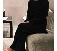 Maglione Lavorato A Maglia Abito A Due Pezzi - Pantaloni E Felpe Con Gamba Larga Da Donna Completi Da Lavoro A Maglia Invernali Da Donna Tinta Unita Casual Completi Da 2 Pezzi Per Pullover Lavora