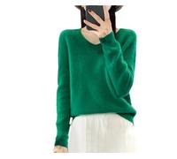 Maglione lavorato a maglia da donna in lana calda morbida con scollo a V Slim Fit maglione tinta unita manica lunga Pullover, EN8, S