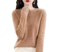 Maglione lavorato a maglia in lana merino da donna con scollo rotondo, Jin Tuo, L