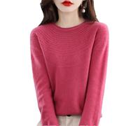 Maglione lavorato a maglia in lana merino da donna con scollo rotondo, Shu Mei Hong, L