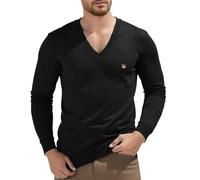 Maglione lavorato a maglia in peluche per uomo manica lunga spessa maglione uomo inverno scollo a V slim fit maglione semplicità tinta unita maglione protezione dal freddo invernale, Marino, XL