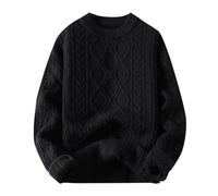 Maglione lavorato a maglia oversize 2025, maglione solido, unisex, con scollo rotondo, softshell da uomo 42, Nero , XL