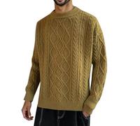 Maglione lavorato a maglia oversize 2025, maglione solido, unisex, con scollo rotondo, softshell da uomo 42, verde, M