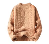 Maglione lavorato a maglia oversize 2025, maglione solido, unisex, con scollo rotondo, softshell da uomo 42, cachi, 3XL