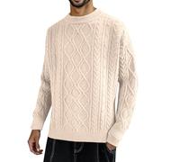 Maglione lavorato a maglia oversize 2025, maglione solido, unisex, con scollo rotondo, softshell da uomo 42, bianco, XL