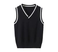 Maglione lavorato a maglia per bambini autunno inverno caldo pullover top teen senza maniche scollo a V maglione morbido maglieria tinta unita gilet 3-15 anni, Marina Militare, 13-14 Anni