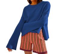 Maglione lavorato a maglia per le donne 2024 Nuove Donne Autunno/Inverno Caldo Maglione Leggero Girocollo Manica a Campana Maglia A Pipistrello Morbido Pullover Maglione con Zip a Quarto Pullover