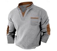 Maglione lavorato a maglia vintage da uomo con scollo a V maglione a maniche lunghe a nido d'ape felpa patchwork felpa invernale calda maglioni versatili maglione da allenamento maglione casual