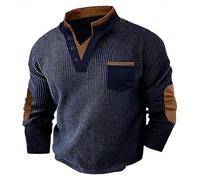 Maglione lavorato a maglia vintage da uomo con scollo a V maglione a maniche lunghe a nido d'ape felpa patchwork felpa invernale calda maglioni versatili maglione da allenamento maglione casual