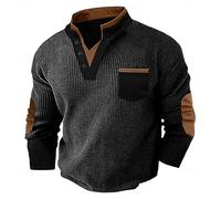 Maglione lavorato a maglia vintage da uomo con scollo a V maglione a maniche lunghe a nido d'ape felpa patchwork felpa invernale calda maglioni versatili maglione da allenamento maglione casual