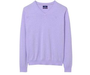 Maglione Leggero In Cotone V-Neck GANT Da Uomo Viola Mélange Taglia L