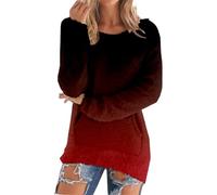 Maglione lungo caldo da donna UK da donna girocollo a maniche lunghe elegante pullover a maglia a trecce maglione invernale per autunno inverno maglione largo maglione oversize, vino, 3XL