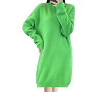 Maglione lungo da donna in cashmere visone con scollo rotondo lavorato a maglia per primavera autunno inverno, EN8, L