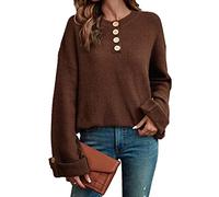 Maglione, Manica Lunga, Colletto Fissato con Bottoni, a Maglia, Braccia Profonde, Outfit da Casa da un Colore (S)
