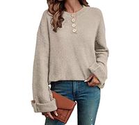 Maglione, Manica Lunga, Colletto Fissato con Bottoni, a Maglia, Braccia Profonde, Outfit da Casa da un Colore (XXL)