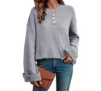 Maglione, Manica Lunga, Colletto Fissato con Bottoni, a Maglia, Braccia Profonde, Outfit da Casa da un Colore (S)