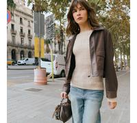 Maglione marrone morbido con texture a costine sottile, perfetto come indumento invernale da donna o come strato per l'autunno/inverno per un tocco accogliente ed elegante. L,M,S,XL,XSMaglia Pettinata