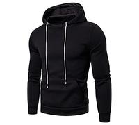 Maglione Massiccio Bulk Vita superiore Maglione con Cappuccio per Uomo e Colore Camicetta per Uomo Felpa con Cappuccio Solido Ingranaggi Metallici, Le Noir, 3XL