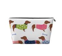 Maglione modello animale domestico di razza di cane con cappotto rosso bassotto, Borsa da toilette Borsa per trucco Borsa per cosmetici Borsa da toilette da viaggio portatile