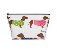 Maglione modello animale domestico di razza di cane con cappotto rosso bassotto, Borsa da toilette Borsa per trucco Borsa per cosmetici Borsa da toilette da viaggio portatile