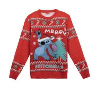 CERDÁ LIFE'S LITTLE MOMENTS Jersey Punto Navideño Stitch Maglione, Rosso, XX-Large Unisex-Adulto