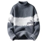 Maglione Natale Uomo, Maglione Uomo Girocollo Maglione Maglia con Motivo Manica Lunga Alce Merry Christmas con Renne Elfo Calcio Sweatshirt Girocollo Maglione Natale Trash per Festa Natalizie