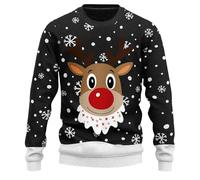 Maglione Natalizi Uomo, Maglioni Invernale da Uomo Lavorato a Maglia Fine Stampato in 3D Divertente Maniche Lunghe Natalizio Brutto Casual alla Moda Maglione Natale Trash per Festa Natalizie