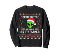 Maglione Natalizio Alien Joke Humor UFO Abduction Christmas Ugly Felpa