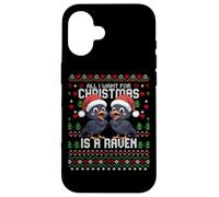 Maglione natalizio "All I Want For Christmas Is A Raven Ugly Christmas" Custodia per iPhone 16