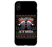 Maglione natalizio "All I Want For Christmas Is A Raven Ugly Christmas" Custodia per iPhone XS Max