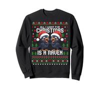 Maglione Natalizio all I Want for Christmas Is A Raven Ugly Christmas Felpa